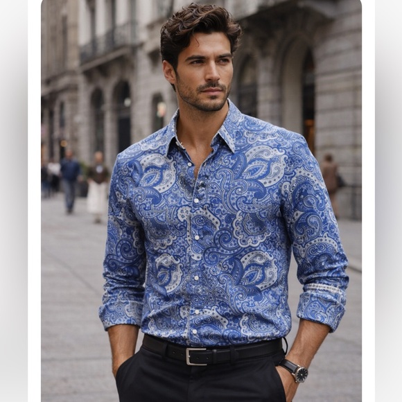 🔥STUNNING🔥Paisley Blue Sz 2XL Robert Graham NEW shirt Price Firm!!